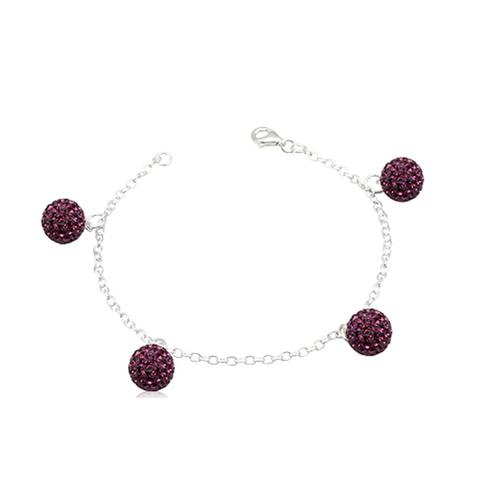Bracelet Perles En Cristal Violet Et Argent 925 - Crystal Pearl Cry 8106 T Unique