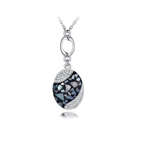 Pendentif Abalone Orné De Cristaux De Swarovski Blanc - Blue Pearls Bps E201 J Ajustable