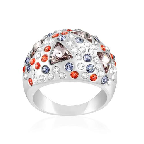 Bague Orné De Cristal De Swarovski Multicolor Et Plaqué Rhodium - T54 - Crystal Pearl Cry H404 C - T54 Unique