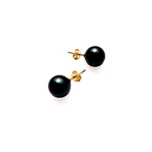 Boucles D'oreilles Puces Femme Perles En Nacre Reconstituée Noires 12mm - Blue Pearls Bps 1048 O Noir Unique