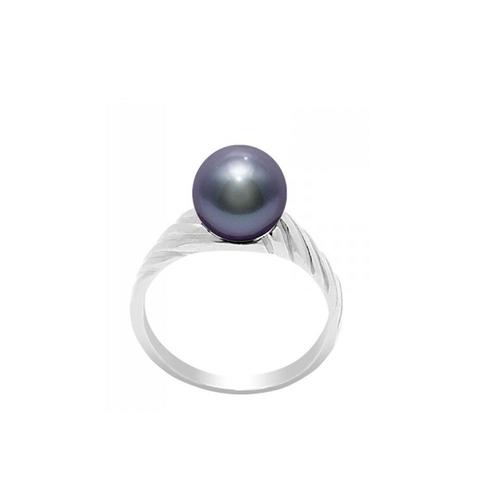 Bague Perle De Culture D'eau Douce 7-8 Mm Noire Et Argent 925/1000 - Blue Pearls Bps K443 W 56