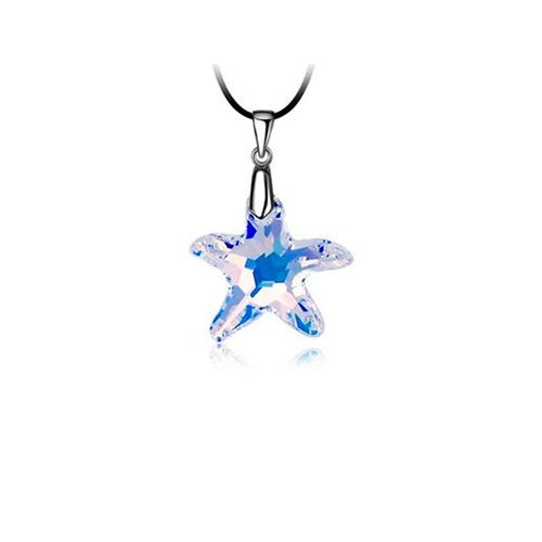 Pendentif Etoile Orné De Cristal Blanc De Swarovski - Crystal Pearl Gs 048 Blanc Ajustable