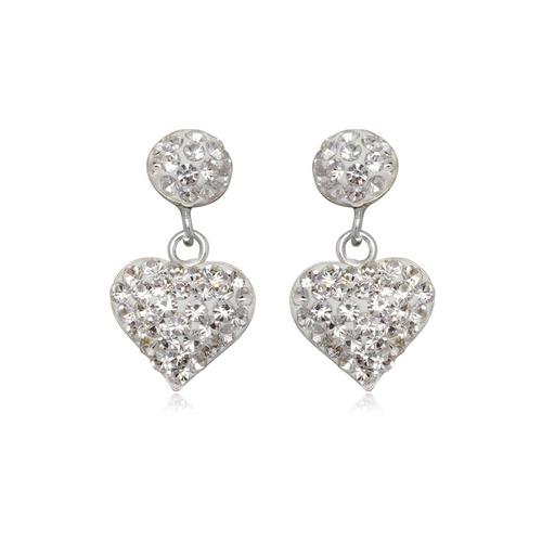 Boucles D'oreilles Coeurs En Cristal Blanc Et Argent 925 - Crystal Pearl Cry 8338 T Unique