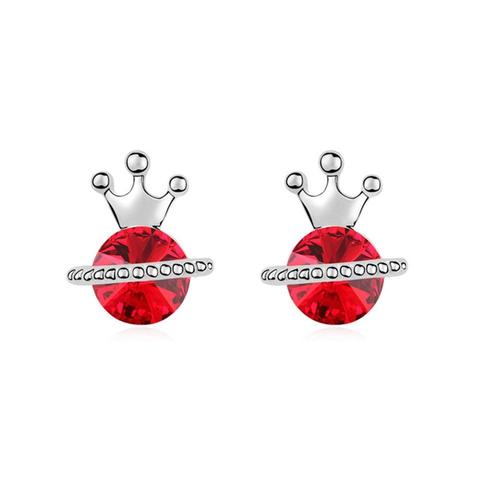 Boucles D'oreilles Princesse Orné De Cristaux De Swarovski Rouge Et Plaqué Or Blanc - Crystal Pearl Pdc B732 W Unique