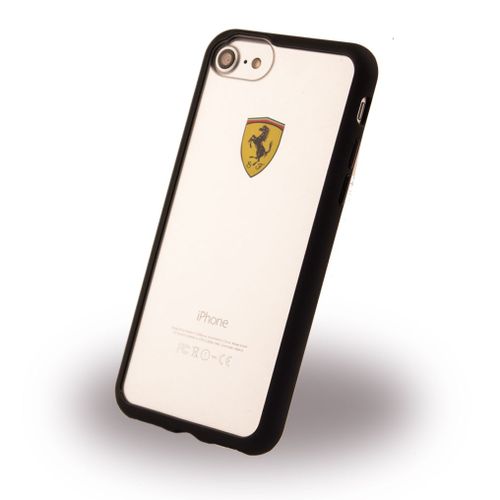 Ferrari Transparent - Rubber Frame Case - Racing Shield - Black Iphone 7
