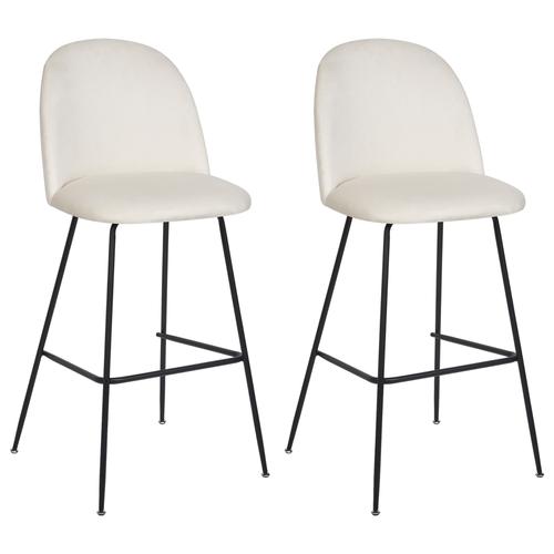 Velours Tabouret De Bar Set De 2 Blanc Cassé Arcola