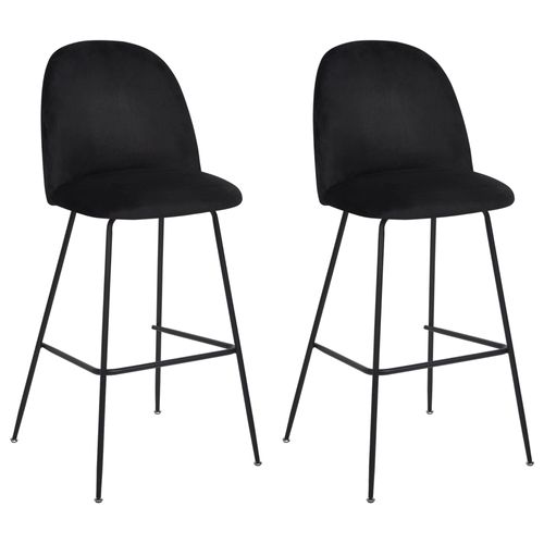 Velours Tabouret De Bar Set De 2 Noir Arcola