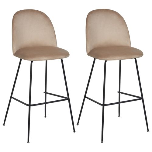 Lot De 2 Chaises De Bar Arcola Velours Taupe