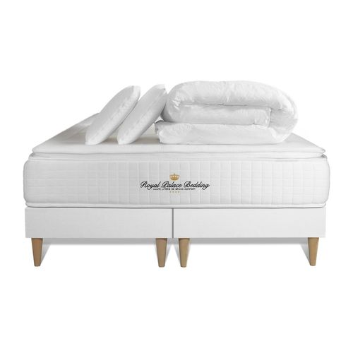 Pack matelas ressorts ensaches + memoire de forme maxi epaisseur George V 180x200cm + double sommier 90x200 cm + 2 oreillers de