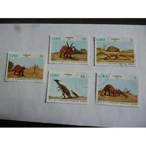 Lot De 5 Timbres Cuba 1987 :Vallée De La Préhistoire Parc National Baconao.