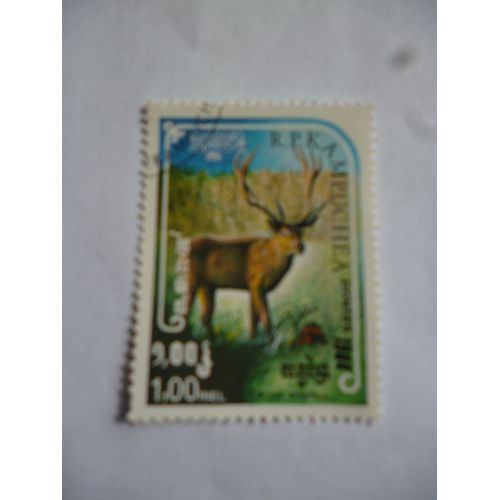 Timbre Cambodge:Cervus Elephus :Cerf.