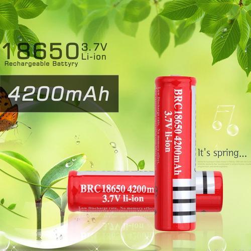 18650 batterie Li-ion 4200mAh 3.7V rechargeable pour lampe de poche - rouge