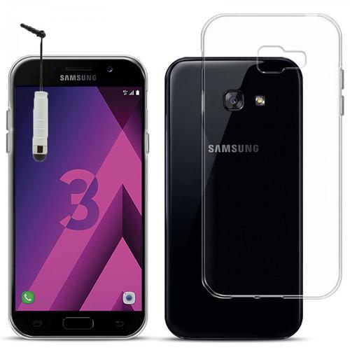 Samsung Galaxy A3 (2017) 4.7" A320f/Fl A320y/ A3 (2017) Duos (Non Compatible Version 2014/ 2015/ 2016): Housse Etui Coque Silicone Gel Ultraslim Et Ajustement Parfait - Transparent + Mini Stylet