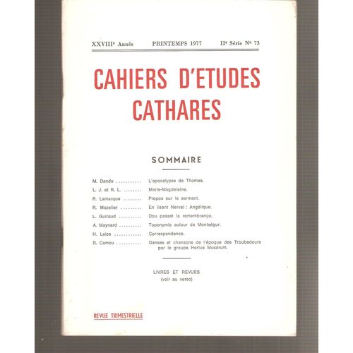 Cahier D'études Cathares 73-75-76