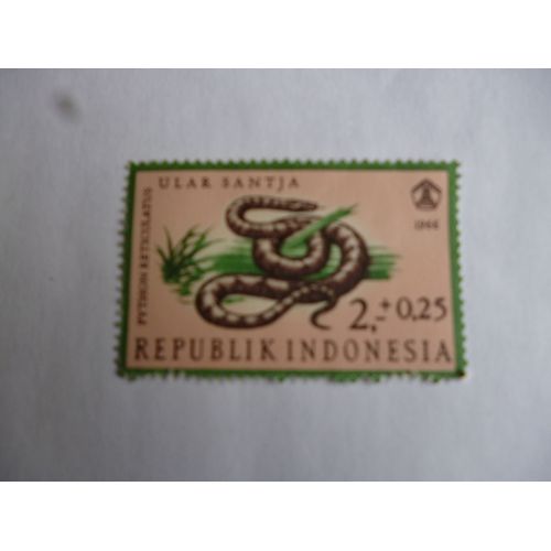 Timbre Indonésie 1966:Python Réticulé.