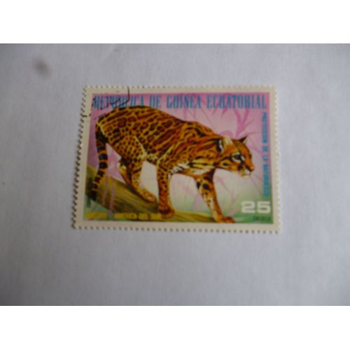 Timbre Guinée Equatoriale : Ocelot Amérique Du Sud.