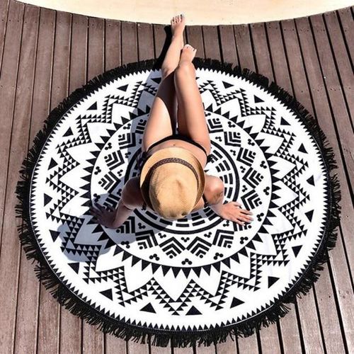 Tapis Rond Hippie Tapis De Plage Roundie Mandala Serviette Tapis De Yoga Bohème
