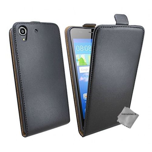 Housse Etui Coque Pochette Pu Cuir Fine Pour Huawei Y6 Ii (Y6 2) + Film Ecran - Noir
