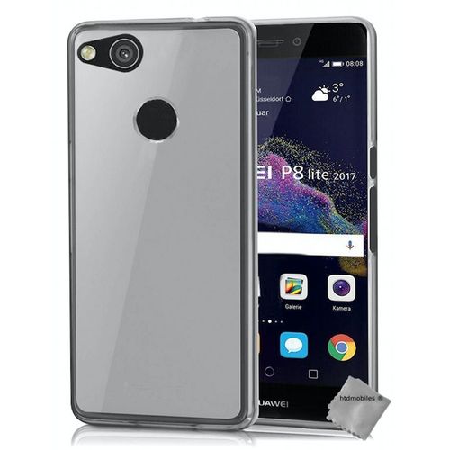 Housse Etui Coque Pochette Silicone Gel Fine Pour Huawei P8 Lite (2017) + Verre Trempe - Blanc Transparent