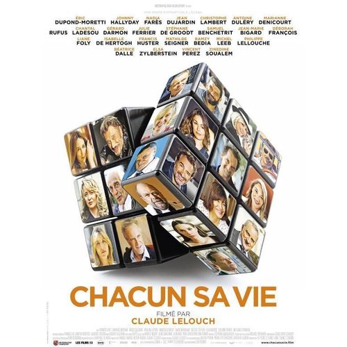 Chacun Sa Vie - Affiche Originale De Cinéma - Format 120x160 Cm - Un Film De Claude Lelouch Avec Éric Dupond-Moretti, Johnny Hallyday, Nadia Farès, Jean Dujardin, Christophe Lambert - Année 2017 