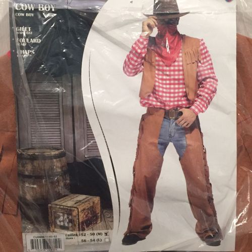 Deguisement Adulte Model Cow Boy Inclus Gilet, Foulard, Chaps 
