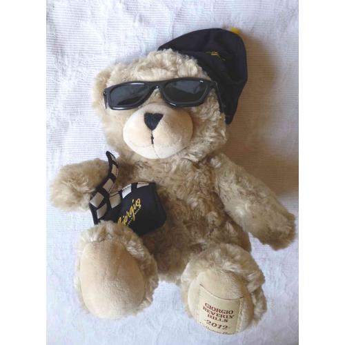 Doudou Ours En Peluche Giorgio Beverly Hills 2012 Clap De Cinéma Noir Lunettes De Soleil Bonnet H 25 Cm Sans Compter Le Bonnet