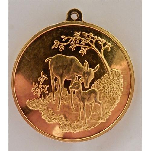 Pendentif Médaille Vermeil Biche Et Faon Victor Hugo