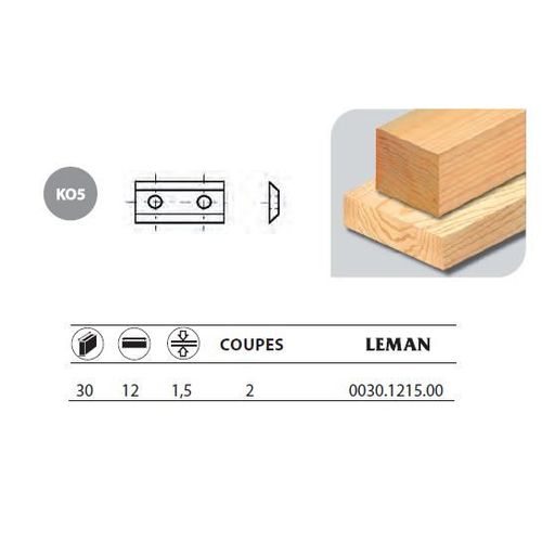 Leman - 10 Plaquettes réversibles au carbure 30x12x1,5mm 2 coupes - 0030.1215.00
