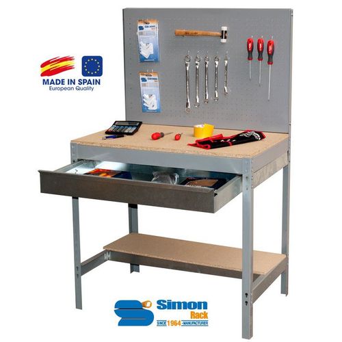 Simon Rack - Kit Etabli avec tiroir 1440x900x600mm - BT-2 BOX 900 GRIS FONCE/BOIS