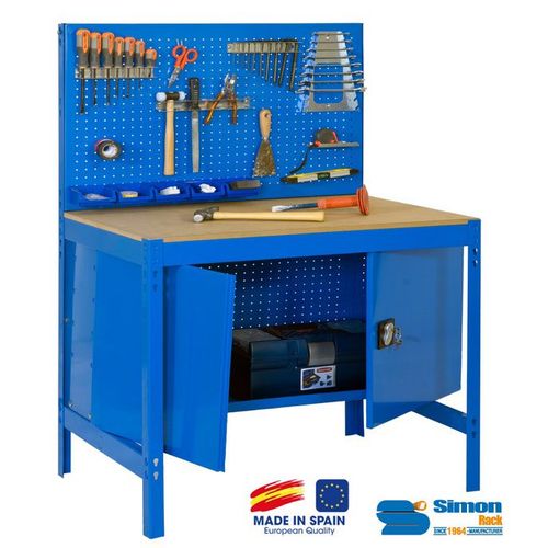 Simon Rack - Kit Etabli avec un verrou 1440x1200x600mm Charge 600 Kg - BT2 LOCKER 1200 BLEU