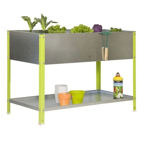 Simon Rack - Jardinière galva/vert 200L avec étagère - UrbanGarden Top 850x1200x600 Galva