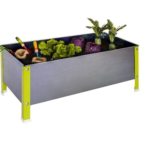 Simon Rack - Bac à fleurs galva/vert 200L - UrbanGarden 410x1200x600 Galva