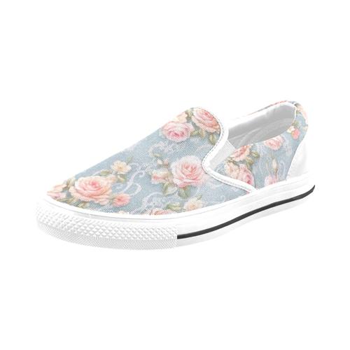 Chaussures À Enfiler Dentelle De Mariage Shabby Chic Florale Sans Lacets Pour Hommes Et Femmes, Tendance Mode En Toile, Baskets Décontractées Faites À La Main