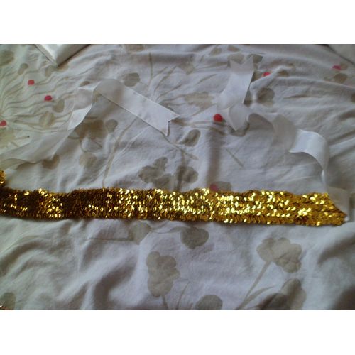 Ceinture Élastique, Incrustée De Paillettes Dorées 