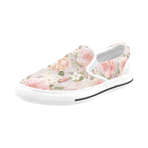 Chaussures À Enfiler Dentelle De Mariage Shabby Chic Floral Sans Lacets Pour Hommes Et Femmes, Tendance Mode En Toile, Baskets Décontractées Faites À La Main