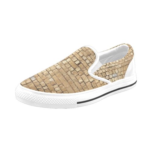 Chaussures À Enfiler Texture Grunge De Mur De Briques Blanches Et Dorées Sans Lacets Pour Hommes Et Femmes, Tendance Mode En Toile, Baskets Décontractées Faites À La Main