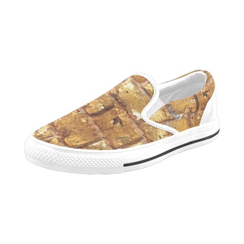 Chaussures À Enfiler Texture Grunge De Mur De Briques Blanches Et Dorées Sans Lacets Pour Hommes Et Femmes, Tendance Mode En Toile, Baskets Décontractées Faites À La Main