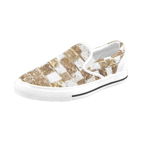 Chaussures À Enfiler Texture Grunge De Mur De Briques Blanches Et Dorées Sans Lacets Pour Hommes Et Femmes, Tendance Mode En Toile, Baskets Décontractées Faites À La Main