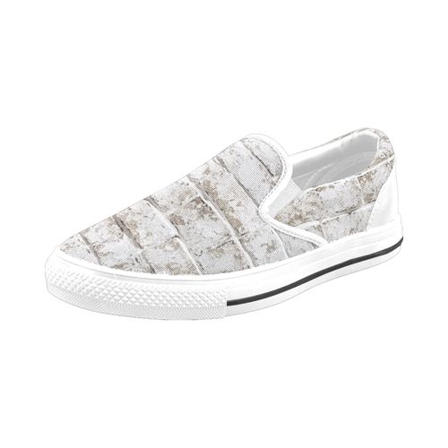 Chaussures À Enfiler Texture Grunge De Mur De Briques Blanches Et Dorées Sans Lacets Pour Hommes Et Femmes, Tendance Mode En Toile, Baskets Décontractées Faites À La Main