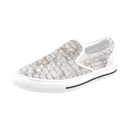 Chaussures À Enfiler Texture Grunge De Mur De Briques Blanches Et Dorées Sans Lacets Pour Hommes Et Femmes, Tendance Mode En Toile, Baskets Décontractées Faites À La Main