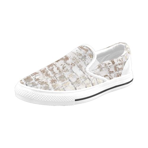 Chaussures À Enfiler Texture Grunge De Mur De Briques Blanches Et Dorées Sans Lacets Pour Hommes Et Femmes, Tendance Mode En Toile, Baskets Décontractées Faites À La Main