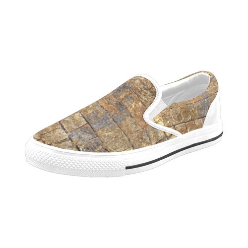 Chaussures À Enfiler Texture Grunge De Mur De Briques Blanches Et Dorées Sans Lacets Pour Hommes Et Femmes, Tendance Mode En Toile, Baskets Décontractées Faites À La Main
