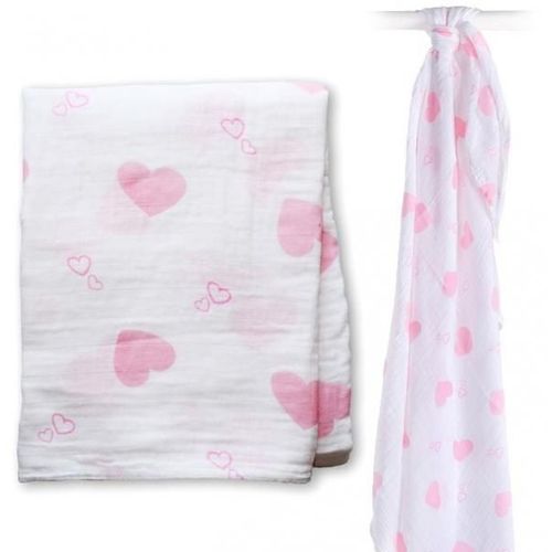 Lange Mousseline - Coeurs Roses