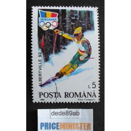 Roumanie.. Posta Romana L.5 Alberville 92 Jeux Olympiques : Skieur . Oblitéré Used Stamp.