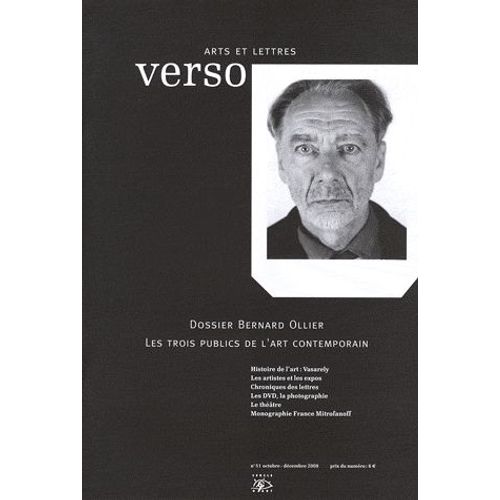 Verso Arts Et Lettres N° 51, Octobre-Décem - Dossier Bernard Ollier - Les Trois Publics De L'art Contemporain