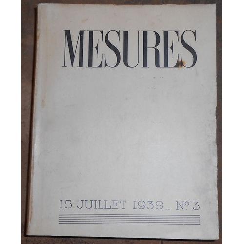 Mesures  15 Juillet 1939  N°3 