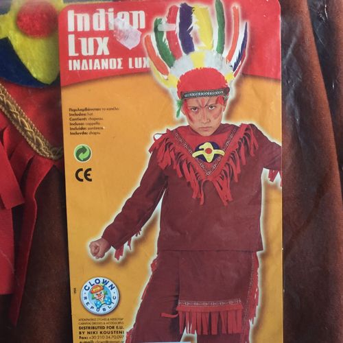 Deguisement Enfant Indien Model Luxe (Marque Clown Repiblic) Inclus Pull, Pantalon, Et Coiffe De Plume