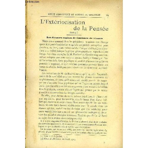 Revue Scientifique Et Morale Du Spiritisme 11e Annee N°2 - L¿Extériorisation De La Pensée . Gabrill Delanne..La Personnalité Humaine F. W. H. Myers., .Les Expériences De La Société ...