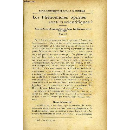 Revue Scientifique Et Morale Du Spiritisme 12e Annee N°1 - Les Phénomènes Spiritus Sont-Ils Scientifiques?. Gabriel Delannede La Divinité De Jésus Christ. Henri Tivollier.Les Séances De La ...