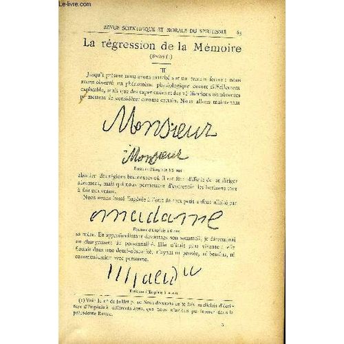 Revue Scientifique Et Morale Du Spiritisme 10e Annee N°2 - ¿ La Régression De La Mémoire.. Colonel De Rochas. .L¿Extériorisation De La Pensée. Gabriel Delanne .Séances De La Société ...